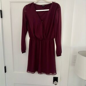 Express Women's Dark Purple Long Sleeve Dress, Size Medium